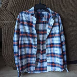 Men's Plaid Shirt - Blue and Orange